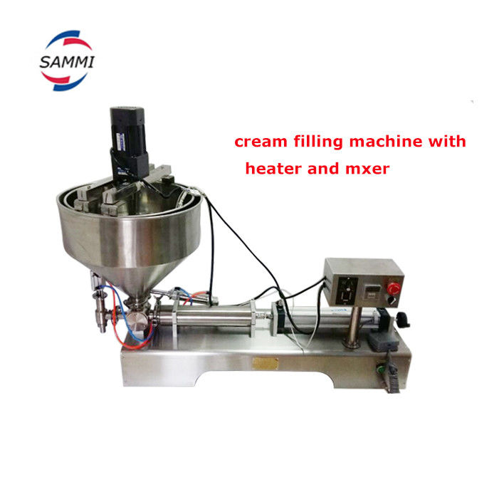 Pneumatic Semi Auto Liquid Paste Oil Sauce Honey Shampoo Filling Machine With Heater And Mixer