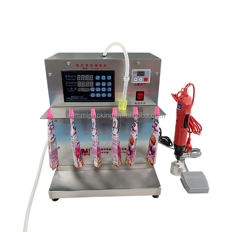 2000ml Spout Pouch Liquid Filling Packaging Machine Table Type 2 Heads