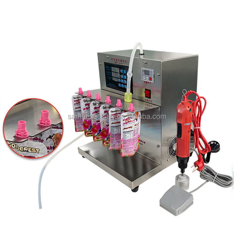 2000ml Spout Pouch Liquid Filling Packaging Machine Table Type 2 Heads