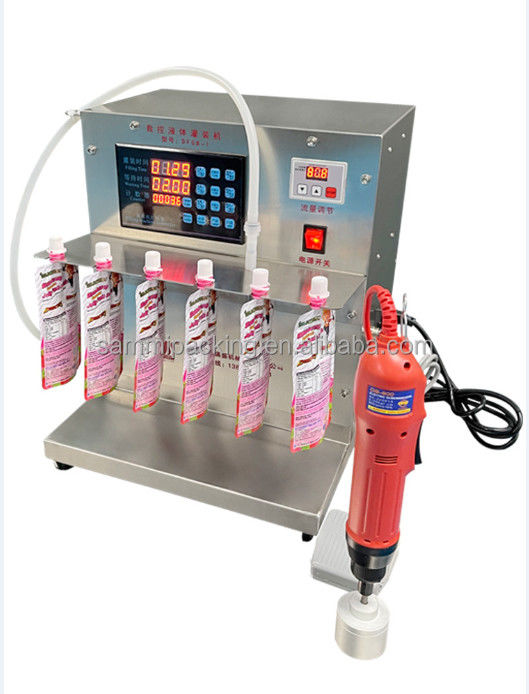 Customized Spout Bag Filling Machine , Table Type 100ml 8 Head Liquid Filling Machine
