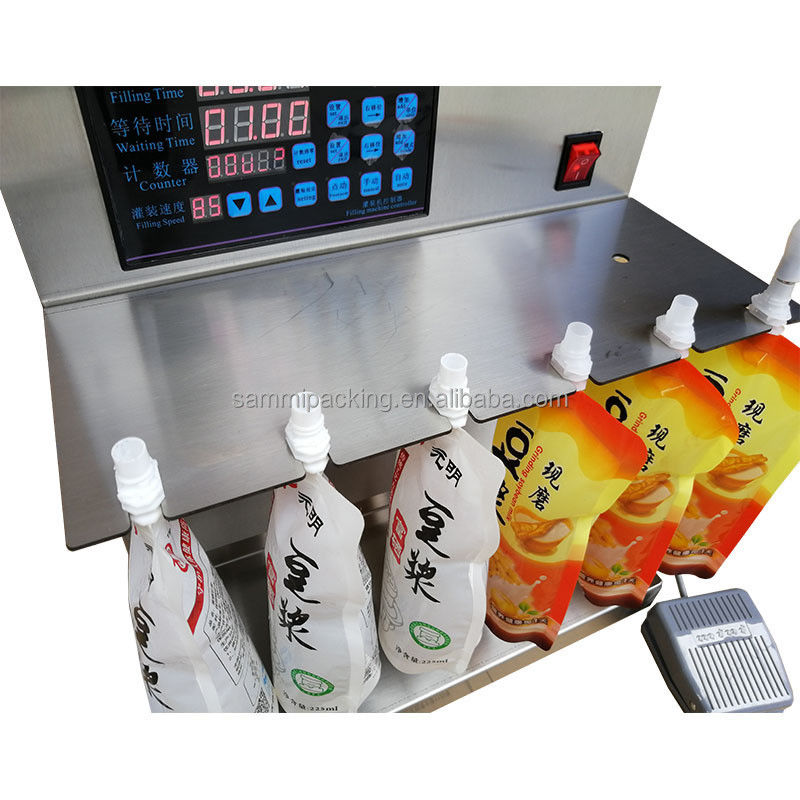 Customized Spout Bag Filling Machine , Table Type 100ml 8 Head Liquid Filling Machine