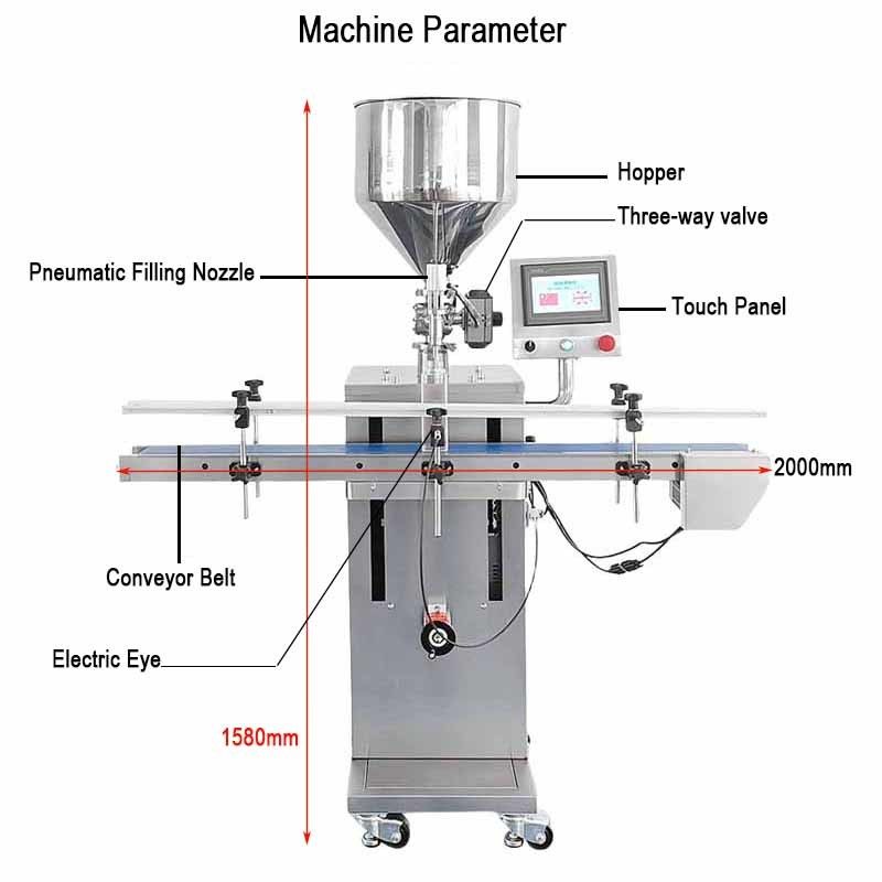High Quality Automatic Vertical Paste Filling Machine Cream Hot Sauce Ketchup Filling Machine with Conveyor and Touch Screen
