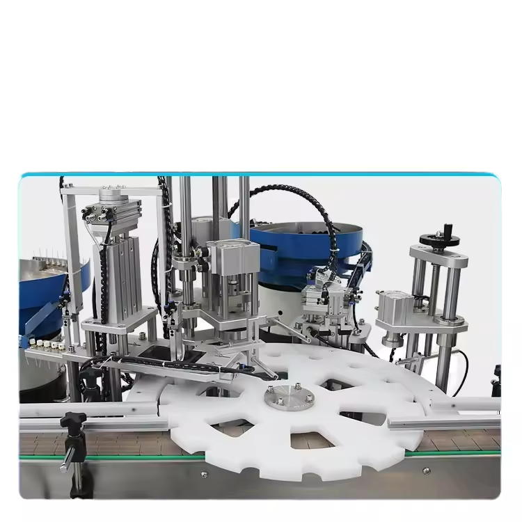 High Speed Automatic Production Line for Perfume Nozzle Tying and Plastic Bottle Cap Pressing Capping Machine