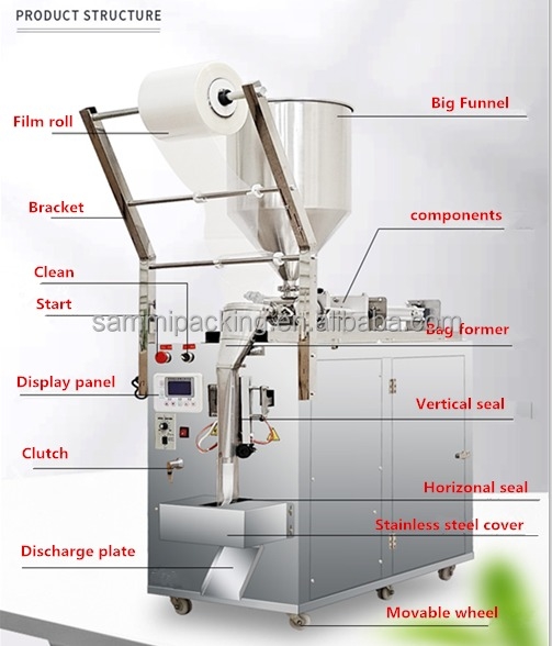 10-100ml Automatic Sauce Paste Ketchup Honey Yogurt Shampoo Small Liquid Sachet Bag Packing Machine With Stir