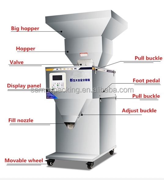 500G Racking Granule Powder Filling Machine Tea Rice Flour Coffee Bean Quantitative Vibration Weighing Packing Machine