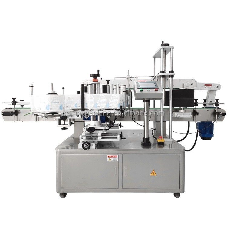 High Accuracy Automatic Double Side Labeling Machine for Round/Square Plastic Bottles Self-adhesive Stickers with Conveyor