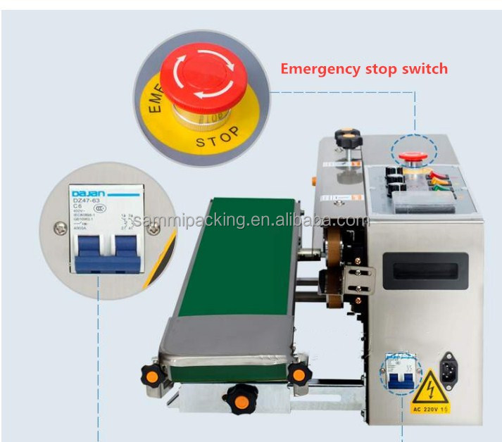 Semi-Automatic Horizontal Bag Sealing Machine Electric Manual Driven Heat Sealing for Cartons Foil Includes Batch Date Printing