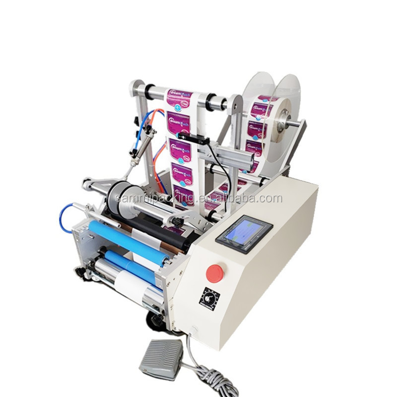 Semi Automatic 10ml Glass Bottle Single/Double Side Sticker Label Round Bottle Labeling Machine