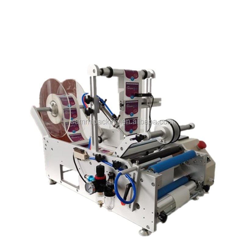 Semi Automatic 10ml Glass Bottle Single/Double Side Sticker Label Round Bottle Labeling Machine
