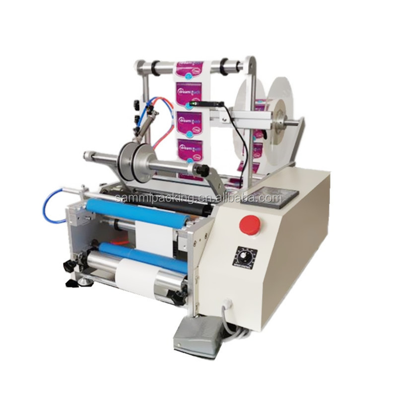 Labeling Machine Semi Automatic Plastic Bottle Label Sticker Tabletop Double Side Round Bottle Labeling Machine
