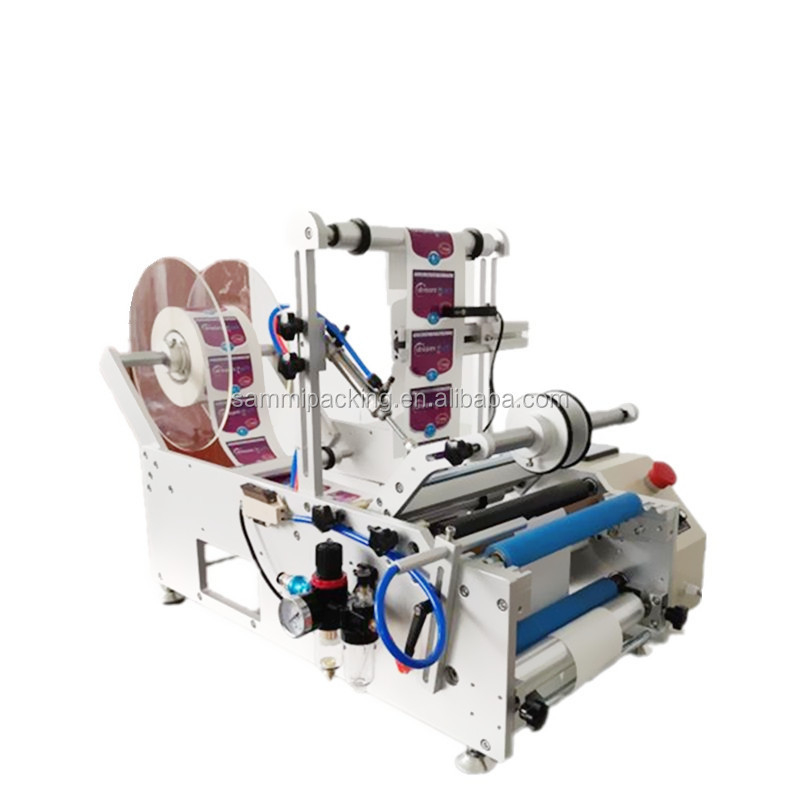 Double Side Semi Automatic Round Bottle Labeling Machine for Wine Jam Plastic Glass Bottles Jars Cans Label Applicator