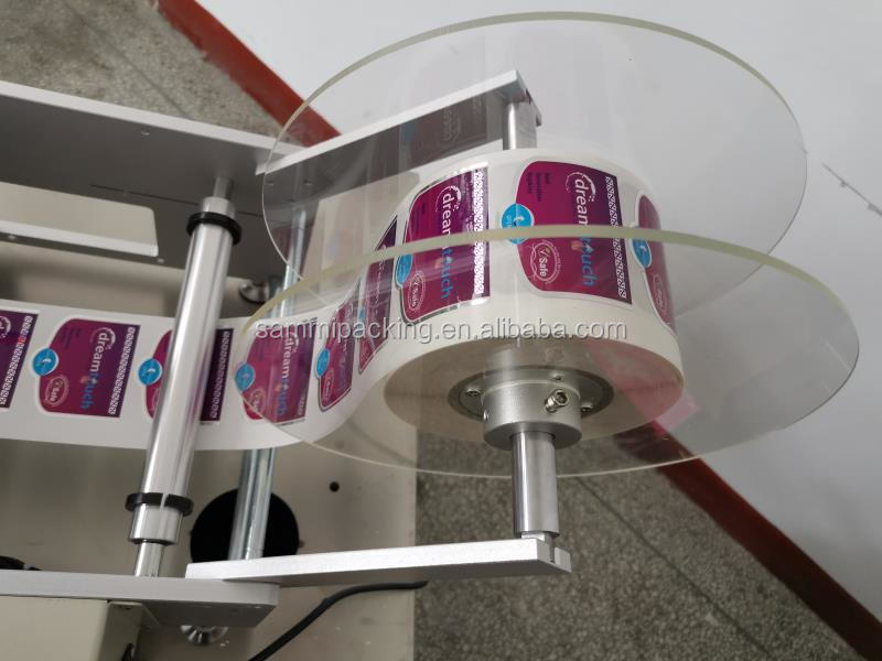 Desktop Semi Automatic Double Sides Adhesive Sticker Roll Labeler  Small Round Glass Bottle Sticker Labeling Machine