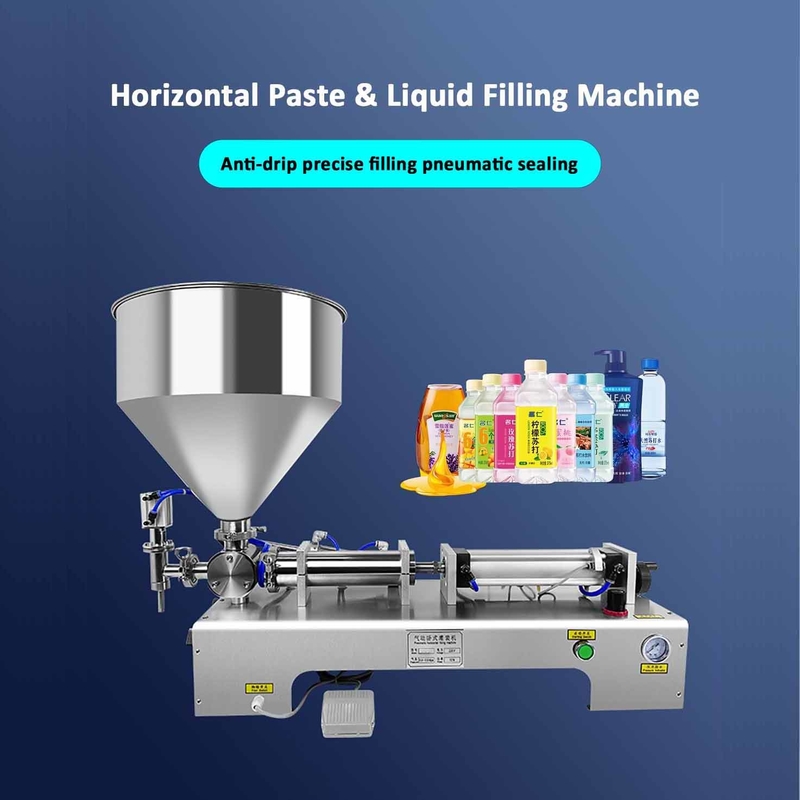 High-Viscosity Double Head Horizontal Semi-Auto Filling Machine with Funnel for Oil Beverage Medical Chemical 500ml Packaging