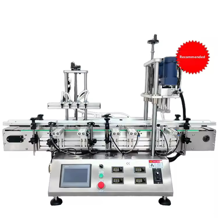 Tabletop 4 Heads Magnetic Pump Filling Filler and Capper Integrated Machine 2 in 1 for Small Essential Oil Chemical Liquid