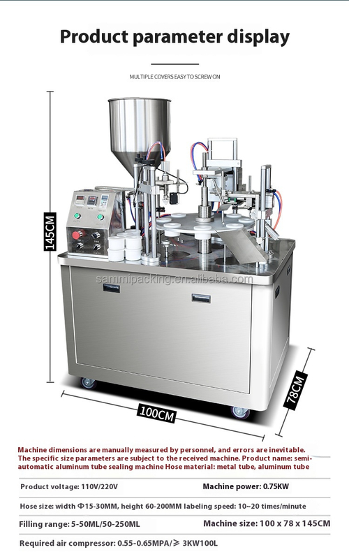 Automatic Ultrasonic Tube Sealer with 220V50Hz 0.75KW 20KHz High Speed Tube Filling and Sealing Machine for Cosmetic and Food
