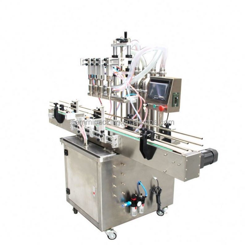 New 4-Nozzle Inline Liquid Filling Machine Automatic Bottle Filler for Beverages Juice for Food Application Wood Packaging
