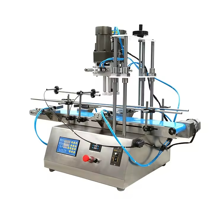 High Efficiency Semi Automatic Desktop Pneumatic Screw Machine Plastic Cap for Cosmetics Water Beverages Glass Spray Bottles