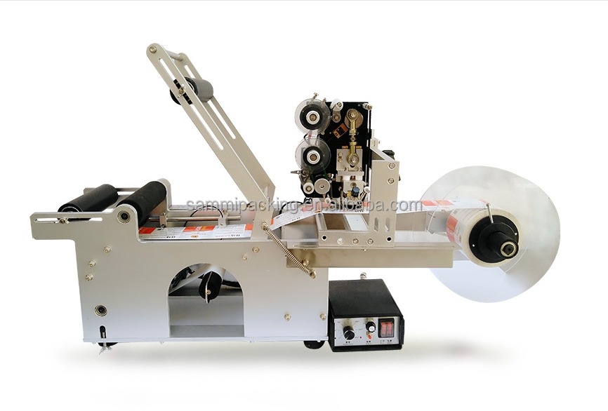 Semi Automatic Round Bottle Labeler, Labeling Machine with Production Date,batch Number Code Printing