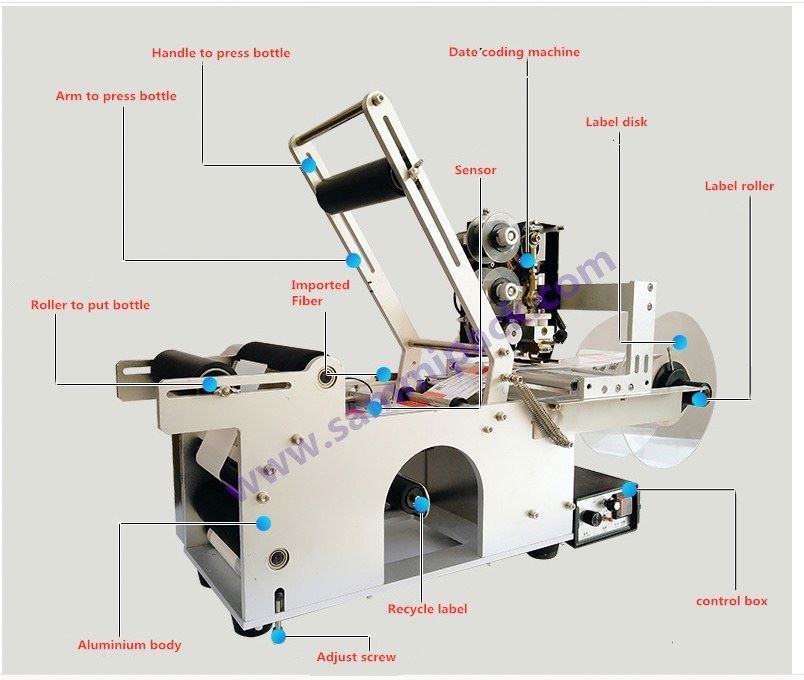 Top Quality MT-50D Semi Automatic Round Bottle/jar Labeling Machine with Hot Stamp Coder