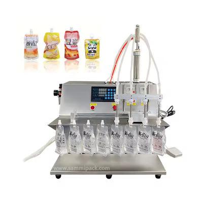 2025 New Double Nozzles Liquid Water Spout Pouch Bag Filling Machine Stand up Nozzle Bag Semi Automatic Filler and Sealer