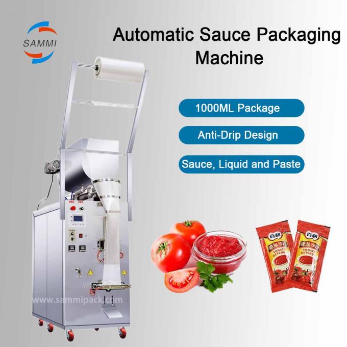 4 Side Seal Sachet Food Application Pouch Packaging Small Bag Liquid Sauce Ketchup Packing Machine 220V/50HZ 0