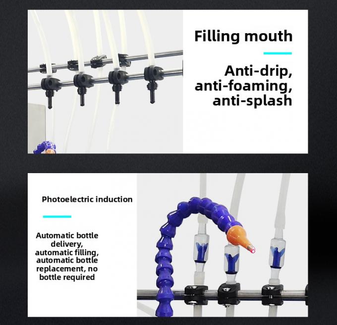 Simple Operation Automatic Four Head Filling Machine Oral Liquid Filling Machine for Milk Juice Soy Sauce Vinegar 7